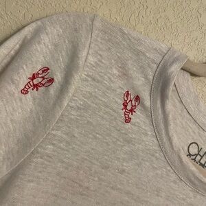 Chaser Linen Embroidered Short Sleeve Top